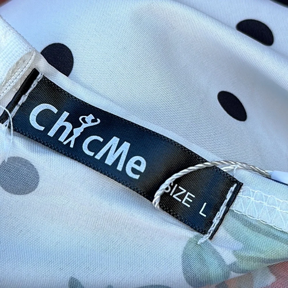 Chic Me Spaghetti Strap Cut Up V-neck Maxi Dress Size L Floral - Picture 10 of 13